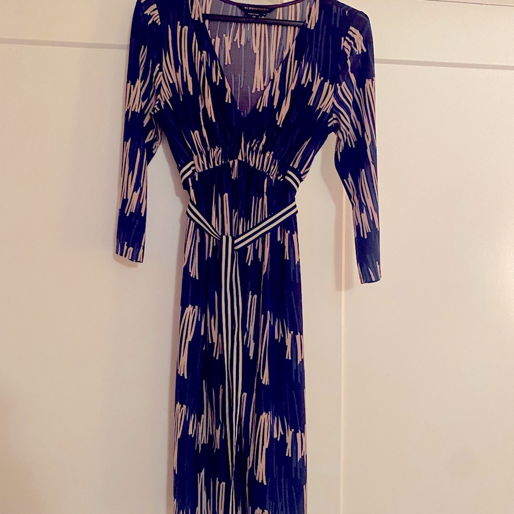 BCBGMaxAzria Dress, 3/4 Sleeve,V-neck, A-Line silhouette, Boho